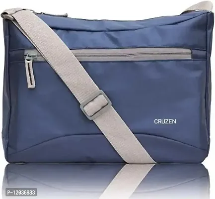 Vitality Nylon Sling Cross Body Travel Office Business Messenger one Side Shoulder Bag for Men and Women (Blue)-thumb0