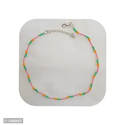 Parisaa's Unisex Beaded Necklace |K-POP Inspired Beaded Necklace | Colorful beaded Necklace | Silver Bead Necklace | Boho n Hippie Necklace (Silver Beads)-thumb0