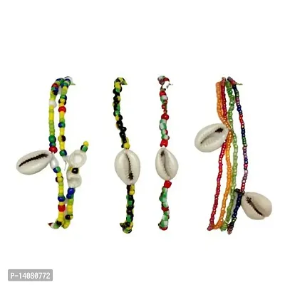 Women's Bead Bracelet | Cowrie Beaded Bracelet | Colourful Glass and Seed beaded Bracelet | Handmade Shell Bracelet | Boho and Hippie | Cowrie Bracelet | Shell Bracelet (R)-thumb0