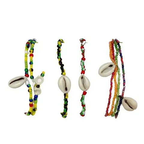 Women's Bead Bracelet | Cowrie Beaded Bracelet | Colourful Glass and Seed beaded Bracelet | Handmade Shell Bracelet | Boho and Hippie | Cowrie Bracelet | Shell Bracelet (R)