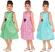 Elegant Rayon Printed A-Line Dress For Girls- Pack Of 3-thumb3