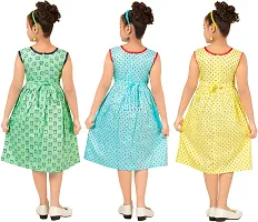 Elegant Rayon Printed A-Line Dress For Girls- Pack Of 3-thumb2