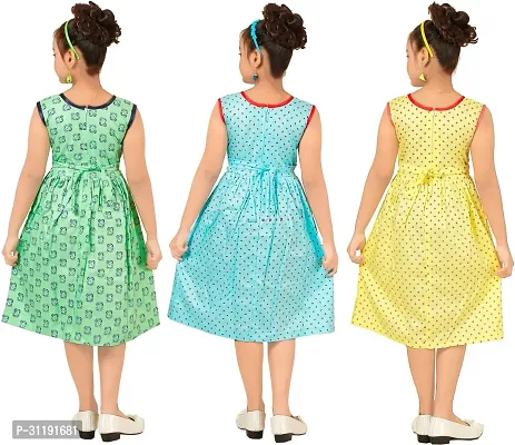 Elegant Rayon Printed A-Line Dress For Girls- Pack Of 3-thumb3