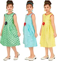 Elegant Rayon Printed A-Line Dress For Girls- Pack Of 3-thumb3