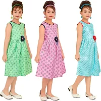 Elegant Rayon Printed A-Line Dress For Girls- Pack Of 3-thumb1