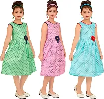 Elegant Rayon Printed A-Line Dress For Girls- Pack Of 3-thumb1