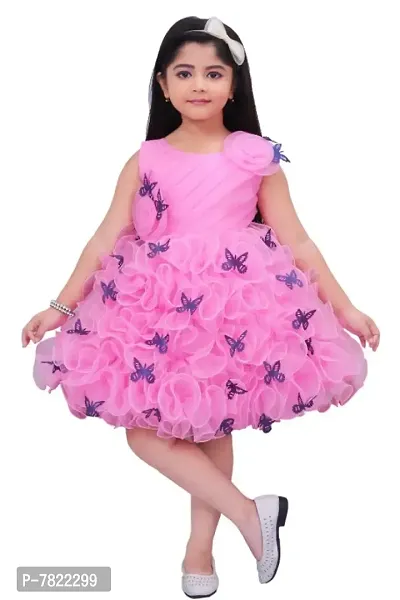 APNA ANDAAZ  Barbie Baby Girls Midi/Knee Length Party Dress  (Pink, Sleeveless)
