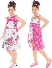 Classic Cotton Blend Printed Dress for Kids Girls, Pack of 2-thumb3