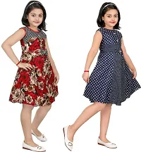 Classic Cotton Blend Printed Dress for Kids GirlsClassic Cotton Blend Printed Dress for Kids Girls, Pack of 2-thumb1