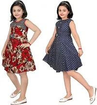 Classic Cotton Blend Printed Dress for Kids GirlsClassic Cotton Blend Printed Dress for Kids Girls, Pack of 2-thumb3