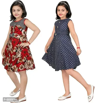 Classic Cotton Blend Printed Dress for Kids GirlsClassic Cotton Blend Printed Dress for Kids Girls, Pack of 2-thumb4