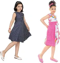 Multicoloured Cotton Blend Self Pattern Frock For Girls-thumb1