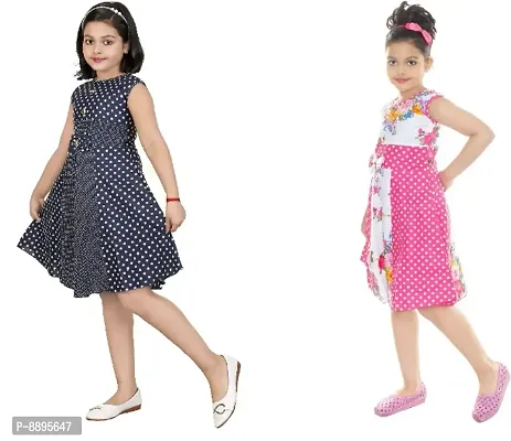 Multicoloured Cotton Blend Self Pattern Frock For Girls-thumb4