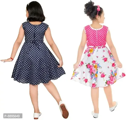 Classic Cotton Blend Printed Dress for Kids Girls, Pack of 2-thumb3
