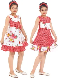 Classic Cotton Blend Printed Dress for Kids Girls, Pack of 2-thumb1