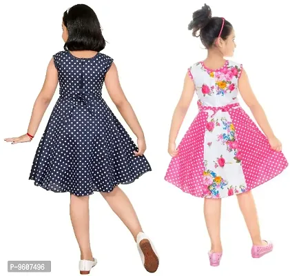Girls Midi/Knee Length Casual Dress  (Multicolor, Sleeveless)-thumb3