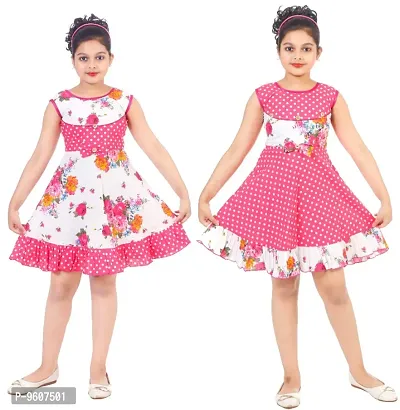 Girls Midi/Knee Length Casual Dress  (Multicolor, Sleeveless)