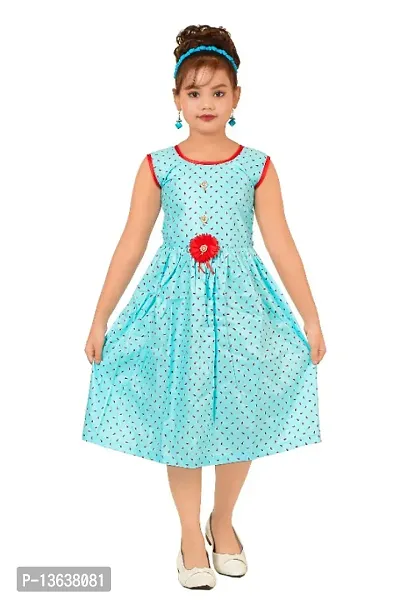 Fabulous Blue Cotton Checked A-Line Dress For Girls-thumb0