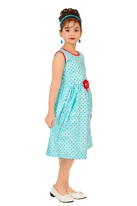 Fabulous Blue Cotton Checked A-Line Dress For Girls-thumb1