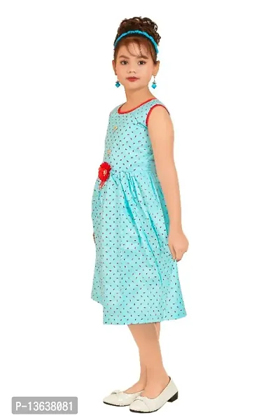 Fabulous Blue Cotton Checked A-Line Dress For Girls-thumb4