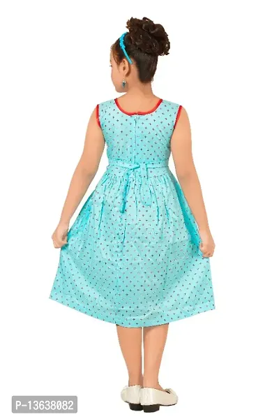 Fabulous Blue Cotton Checked A-Line Dress For Girls-thumb4