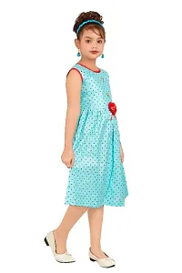Fabulous Blue Cotton Checked A-Line Dress For Girls-thumb1