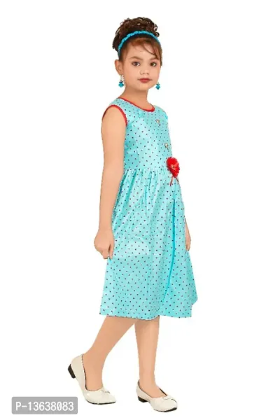 Fabulous Blue Cotton Checked A-Line Dress For Girls-thumb2