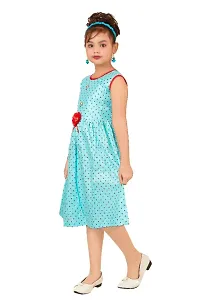 Fabulous Blue Cotton Checked A-Line Dress For Girls-thumb3