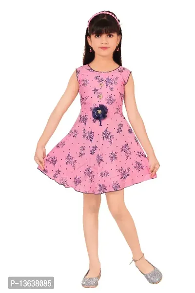 Fabulous Blue Cotton Checked A-Line Dress For Girls-thumb0