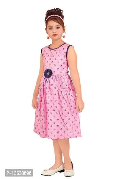 Fabulous Blue Cotton Checked A-Line Dress For Girls-thumb4