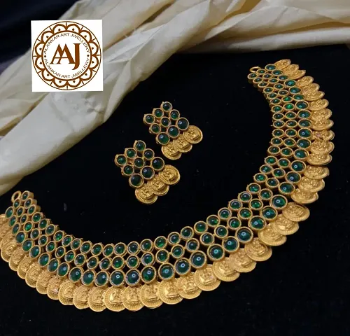 Stylish Brass Artificial Stones Jewellery Set For Women
