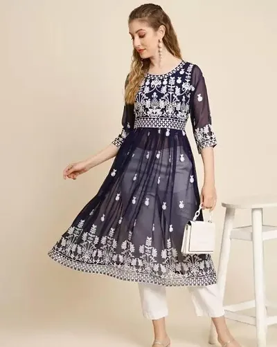 Women Stylish Embroidered Georgette Kurta