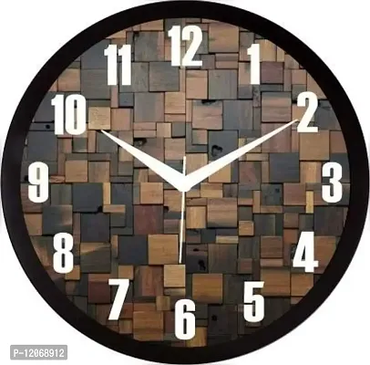 SRS Trends Plastic Wall Clock for Home Living Room Bedroom and Office(25.4 X 25.4 cm, Bricks)