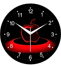 SRS Trends Plastic Round Apple Design Wall Clock (Black, Red, 25.4 X 25.4 cm)-thumb1