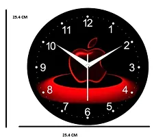 SRS Trends Plastic Round Apple Design Wall Clock (Black, Red, 25.4 X 25.4 cm)-thumb2