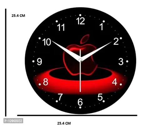 SRS Trends Plastic Round Apple Design Wall Clock (Black, Red, 25.4 X 25.4 cm)-thumb3