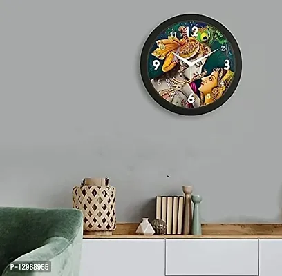 SRS Trends Plastic Round Radha-Krishna Design Wall Clock for Home, Living Room, Bedroom and Office (Multicolour, 25.4 X 25.4 cm)-thumb2