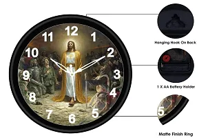 SRS Trends Plastic Round Jesus Design Wall Clock for Home, Living Room, Bedroom and Office ( Multicolour, 25.4 X 25.4 CM) with Glass-thumb2