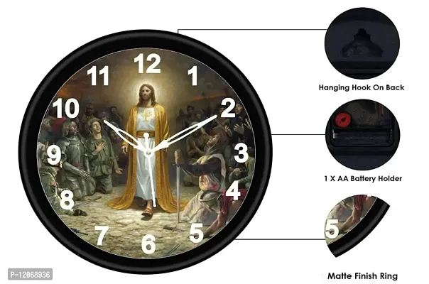 SRS Trends Plastic Round Jesus Design Wall Clock for Home, Living Room, Bedroom and Office ( Multicolour, 25.4 X 25.4 CM) with Glass-thumb3