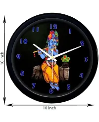 SRS Trends Plastic Wall Clock for Home Living Room Bedroom and Office ( Round 25.4 X 25.4 cm) (Krishna Design) with Glass-thumb1