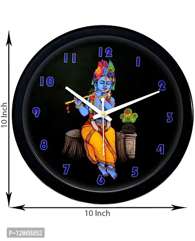 SRS Trends Plastic Wall Clock for Home Living Room Bedroom and Office ( Round 25.4 X 25.4 cm) (Krishna Design) with Glass-thumb2