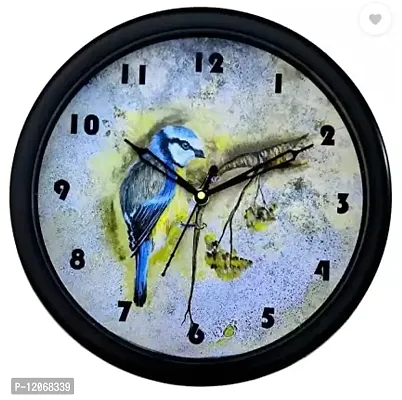 SRS Trends Plastic Wall Clock for Home Living Room Bedroom and Office ( Round 25.4 X 25.4 cm) Blue Bird/Round.