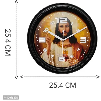 SRS Trends Plastic Round Jesus Wall Clock for Home, Living Room, Bedroom and Office ( Multicolour, 25.4 X 25.4 CM) with Glass-thumb2