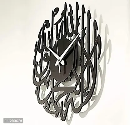 SRS Trends Wooden Round zyada Islamic Design Wall Clock for Home, Living Room, Bedroom and Office (Black, 30 x 30 cm)-thumb2