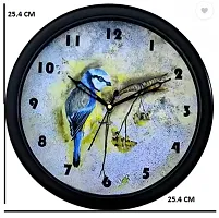 SRS Trends Plastic Wall Clock for Home Living Room Bedroom and Office ( Round 25.4 X 25.4 cm) Blue Bird/Round.-thumb1