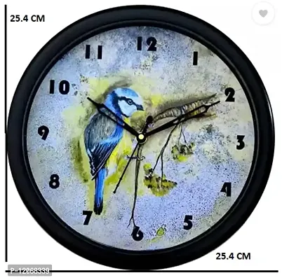 SRS Trends Plastic Wall Clock for Home Living Room Bedroom and Office ( Round 25.4 X 25.4 cm) Blue Bird/Round.-thumb2