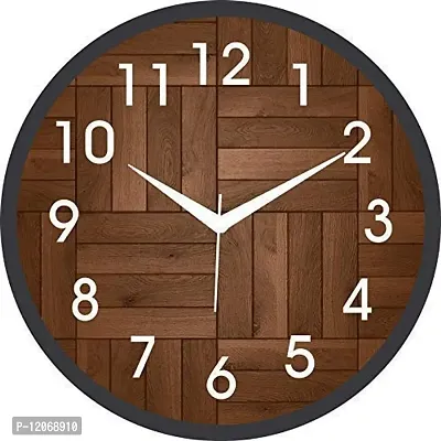 SRS Trends Plastic Wall Clock for Home Living Room Bedroom and Office ( Round 25.4 X 25.4 cm) (Cadbury Design) Black & Brown with Glass-thumb0