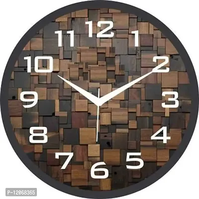 SRS Trends Plastic Designer Analogue Wall Clock (Brown, 25.4 X 25.4 cm)