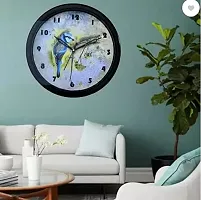 SRS Trends Plastic Wall Clock for Home Living Room Bedroom and Office ( Round 25.4 X 25.4 cm) Blue Bird/Round.-thumb2