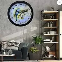 SRS Trends Plastic Wall Clock for Home Living Room Bedroom and Office ( Round 25.4 X 25.4 cm) Blue Bird/Round.-thumb3